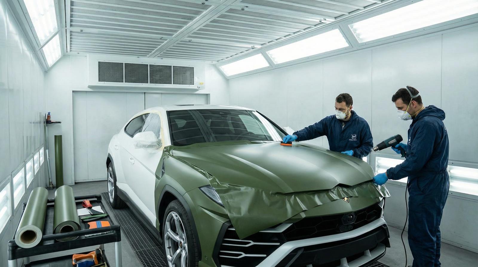 里番网改装视频-军绿色车身贴膜